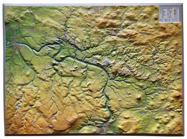 3D Reliefkarte Sächsische Schweiz groß